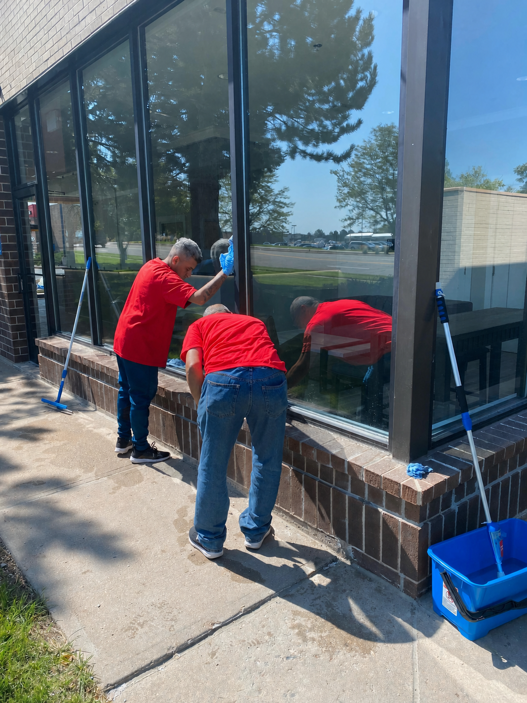 Window washing team